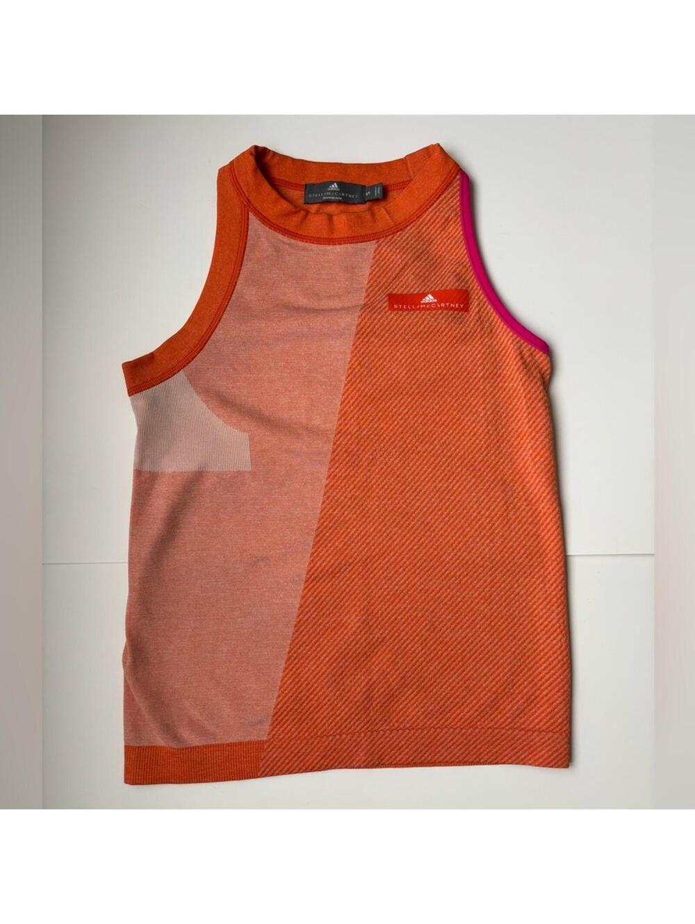 Adidas Stella McCartney Tank Top Orange Pink Small Athleisure Sporty Clean Girl - Picture 2 of 7